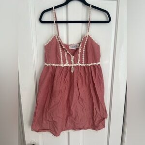 Victoria’s Secret country gingham lace trim baby doll dress